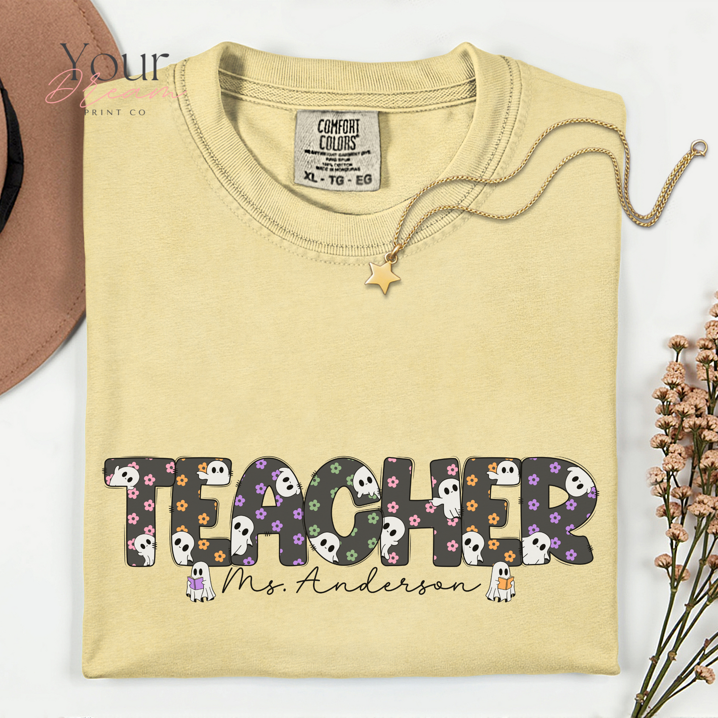 Personalized Teacher Halloween Ghost Shirt – Custom Name Spooky Teacher Gift