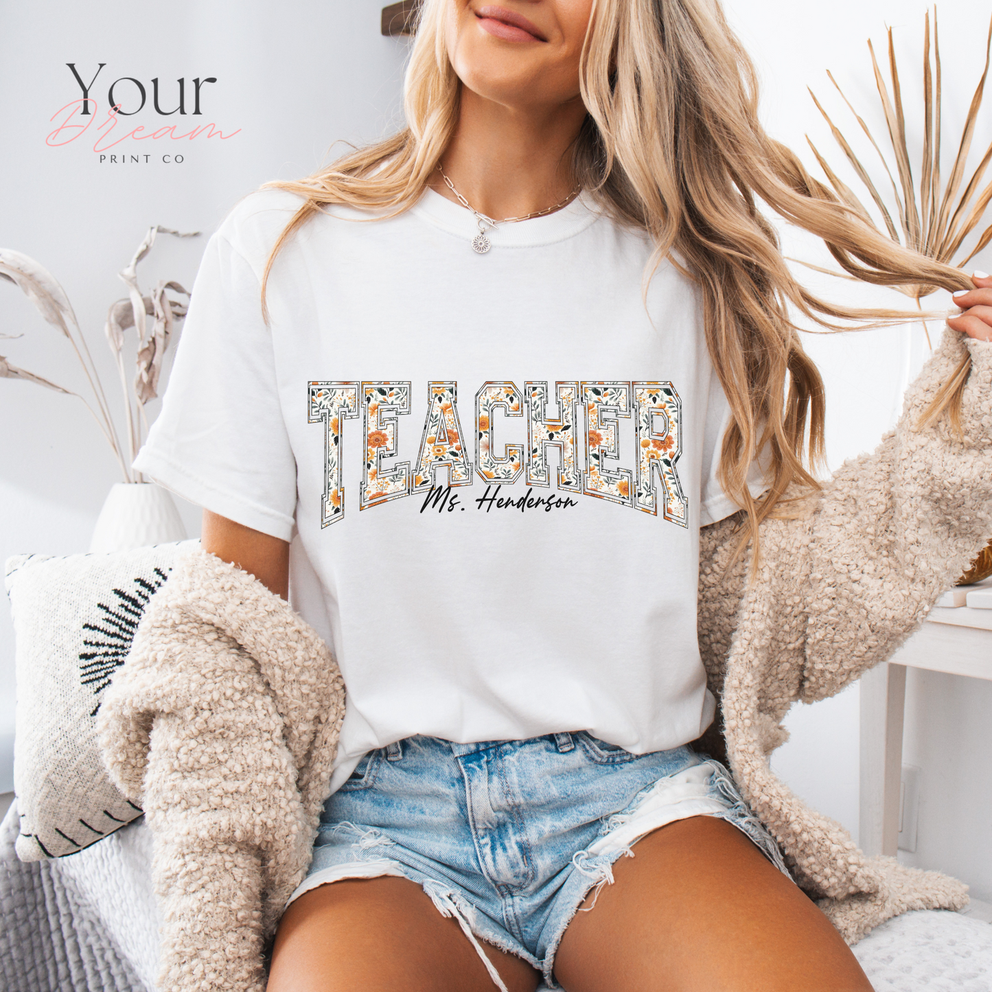Custom Teacher Fall Varsity Shirt – Personalized Name Gift for Educators