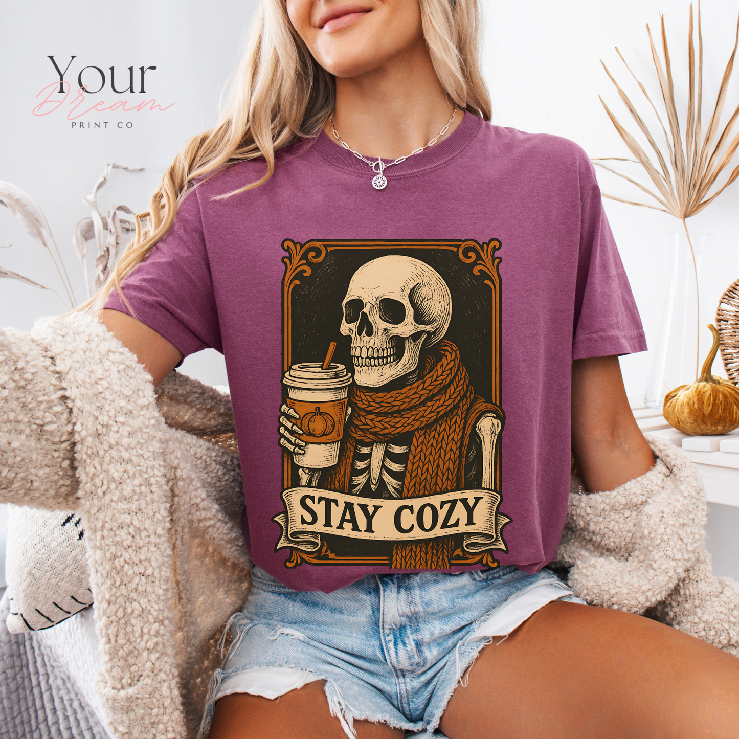 Skeleton Coffee Lover T-Shirt, Halloween tshirt, Cozy Season tshirt
