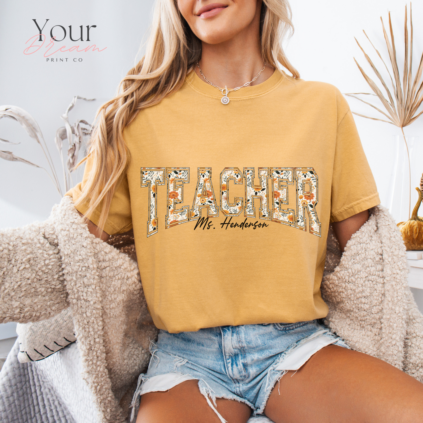 Custom Teacher Fall Varsity Shirt – Personalized Name Gift for Educators