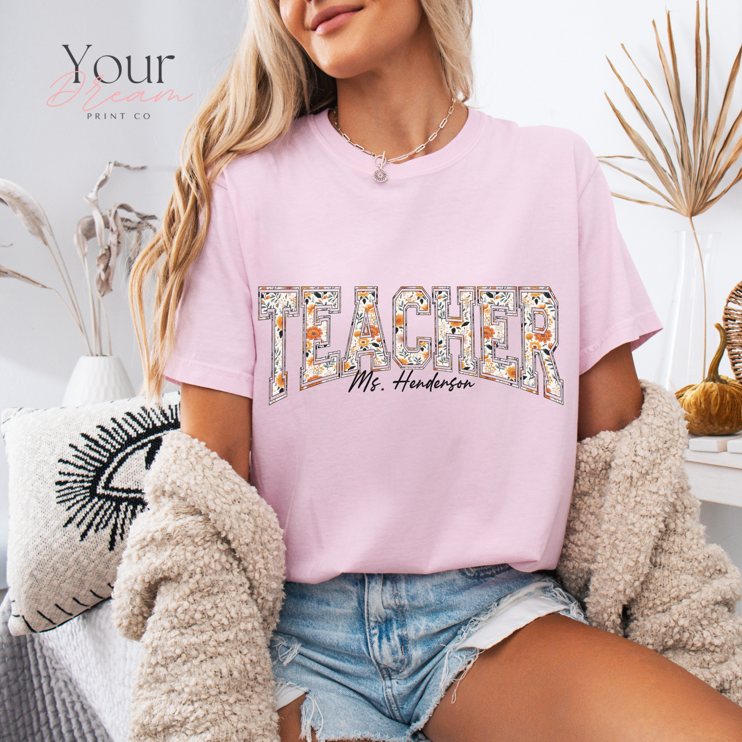 Custom Teacher Fall Varsity Shirt – Personalized Name Gift for Educators