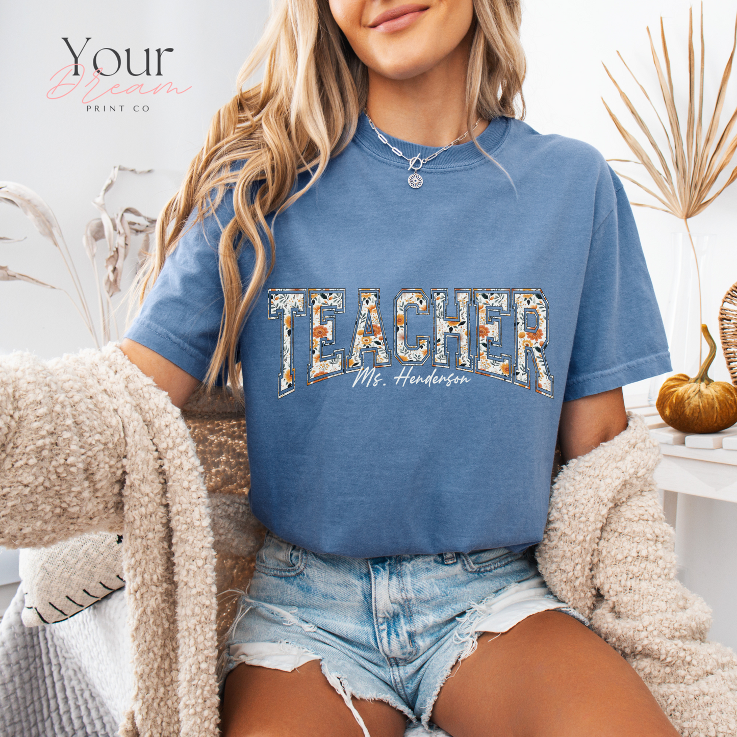 Custom Teacher Fall Varsity Shirt – Personalized Name Gift for Educators