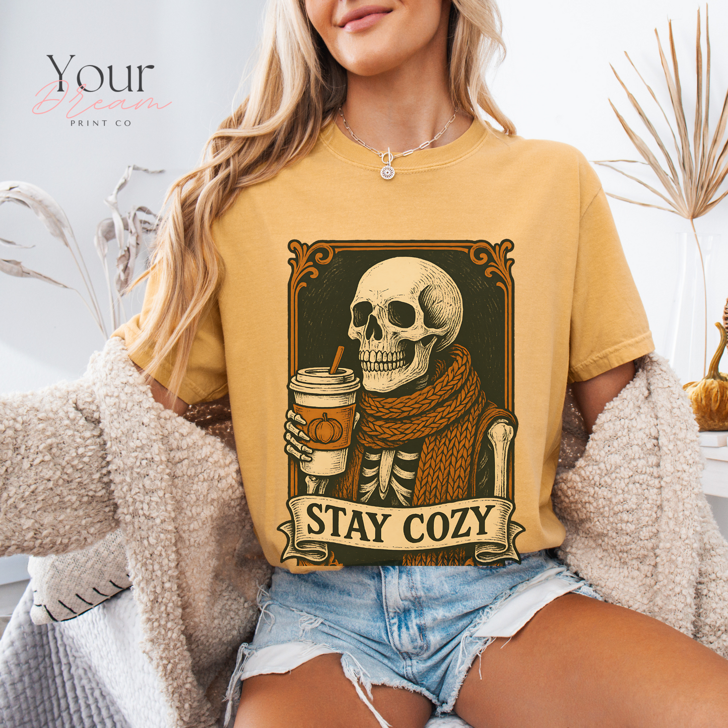 Skeleton Coffee Lover T-Shirt, Halloween tshirt, Cozy Season tshirt