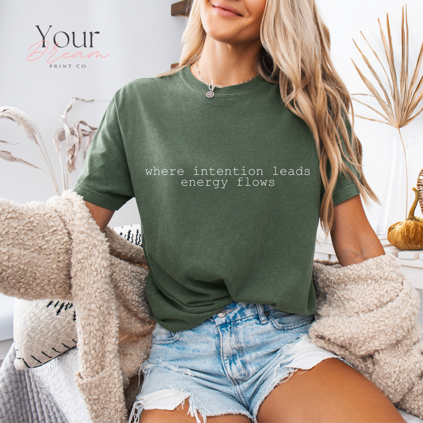 Where Intention Leads Energy Flows Shirt – Spiritual Affirmation Tee – Mindfulness Motivational T-Shirt