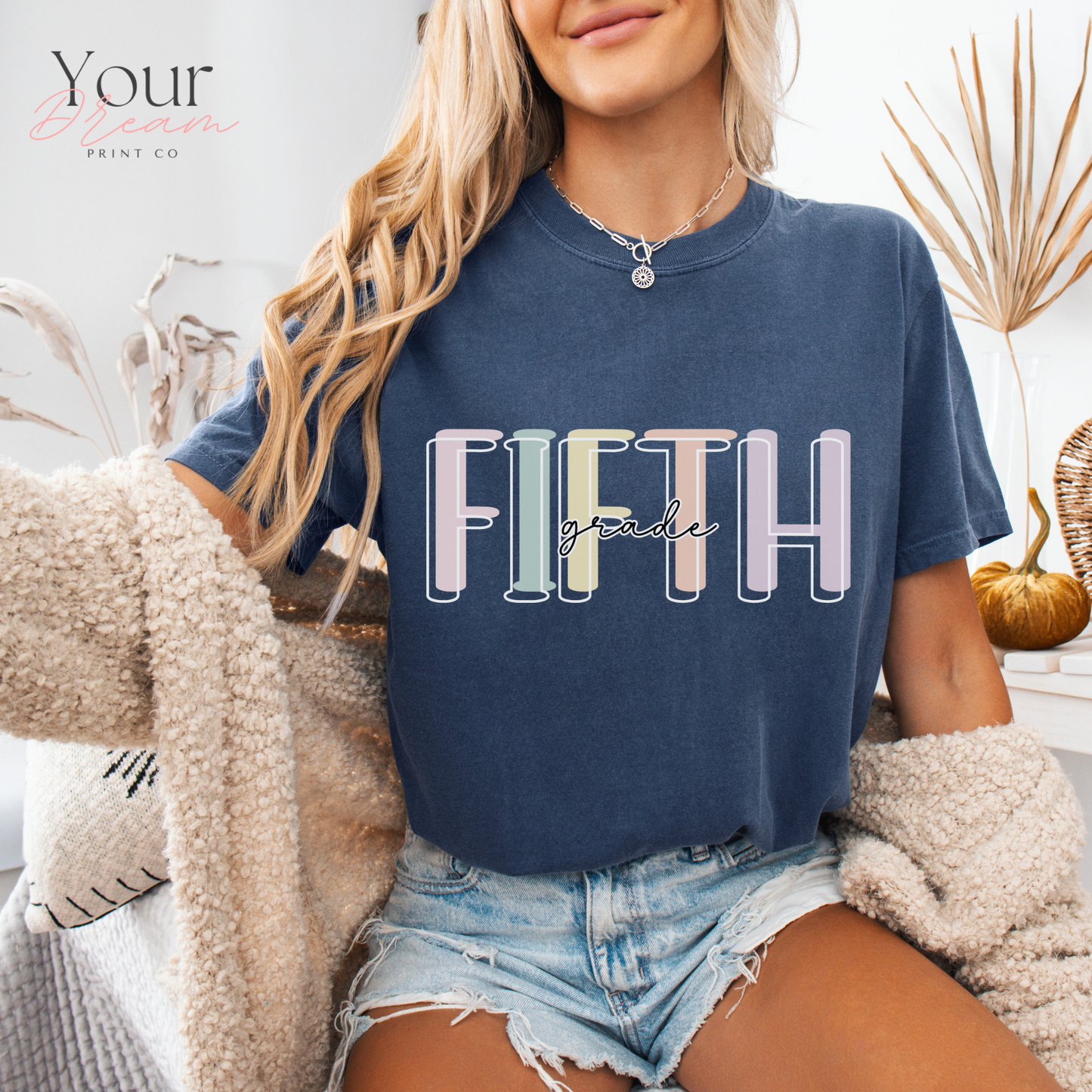Teacher T-shirt Fifth Grade Cute Summer Back to School Unisex