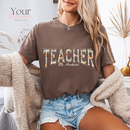 Custom Teacher Fall Varsity Shirt – Personalized Name Gift for Educators