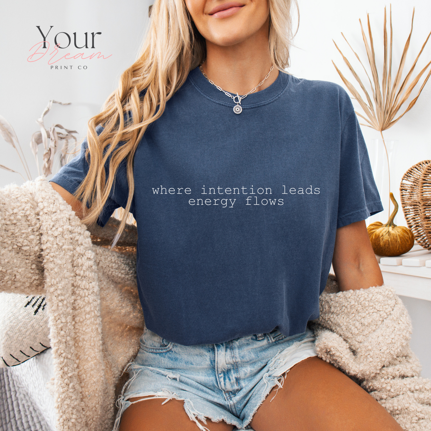 Where Intention Leads Energy Flows Shirt – Spiritual Affirmation Tee – Mindfulness Motivational T-Shirt
