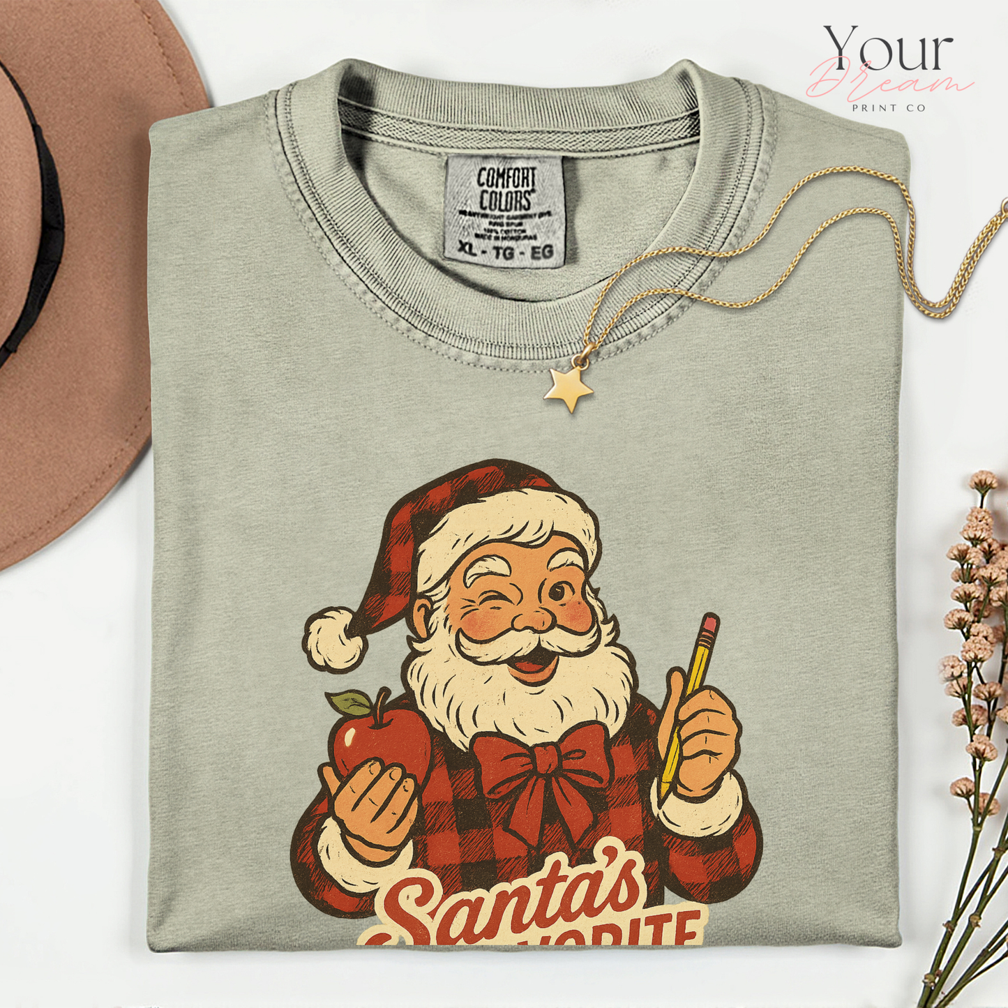 Personalized Santa’s Favorite Teacher Shirt • Custom Name Christmas Teacher Sweatshirt • Holiday Teacher Gift