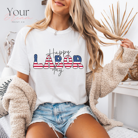 Labor Day Retro T-shirt, Comfort Colors Retro USA Shirt, Women's Patriotic Summer Shirt, Women's Patriotic Shirt, US Flag Shirts with Stars and Stripes