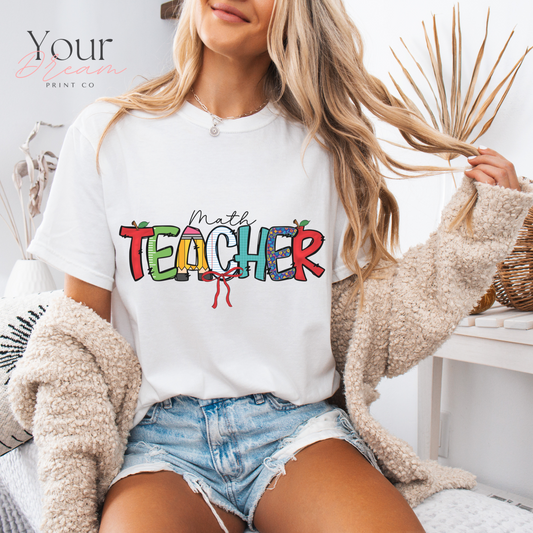 Math Teacher T-shirt, Math Teacher Appreciation Gift,  Math lover's shirt, Teacher Shirt, Teacher Appreciation Gift, Math Teacher Tee, Coquette Bow shirt