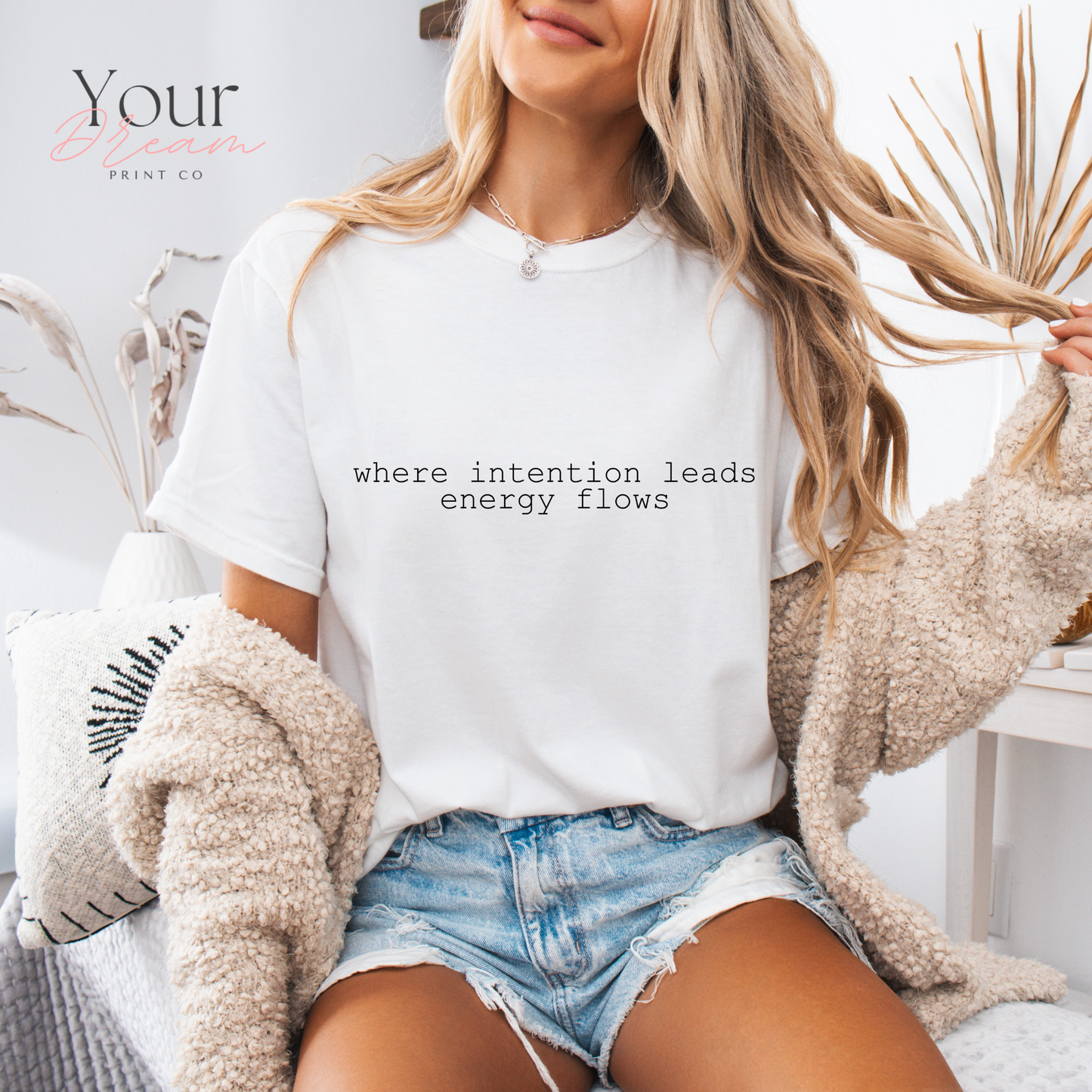 Where Intention Leads Energy Flows Shirt – Spiritual Affirmation Tee – Mindfulness Motivational T-Shirt