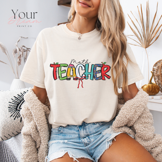 Math Teacher T-shirt, Math Teacher Appreciation Gift,  Math lover's shirt, Teacher Shirt, Teacher Appreciation Gift, Math Teacher Tee, Coquette Bow shirt