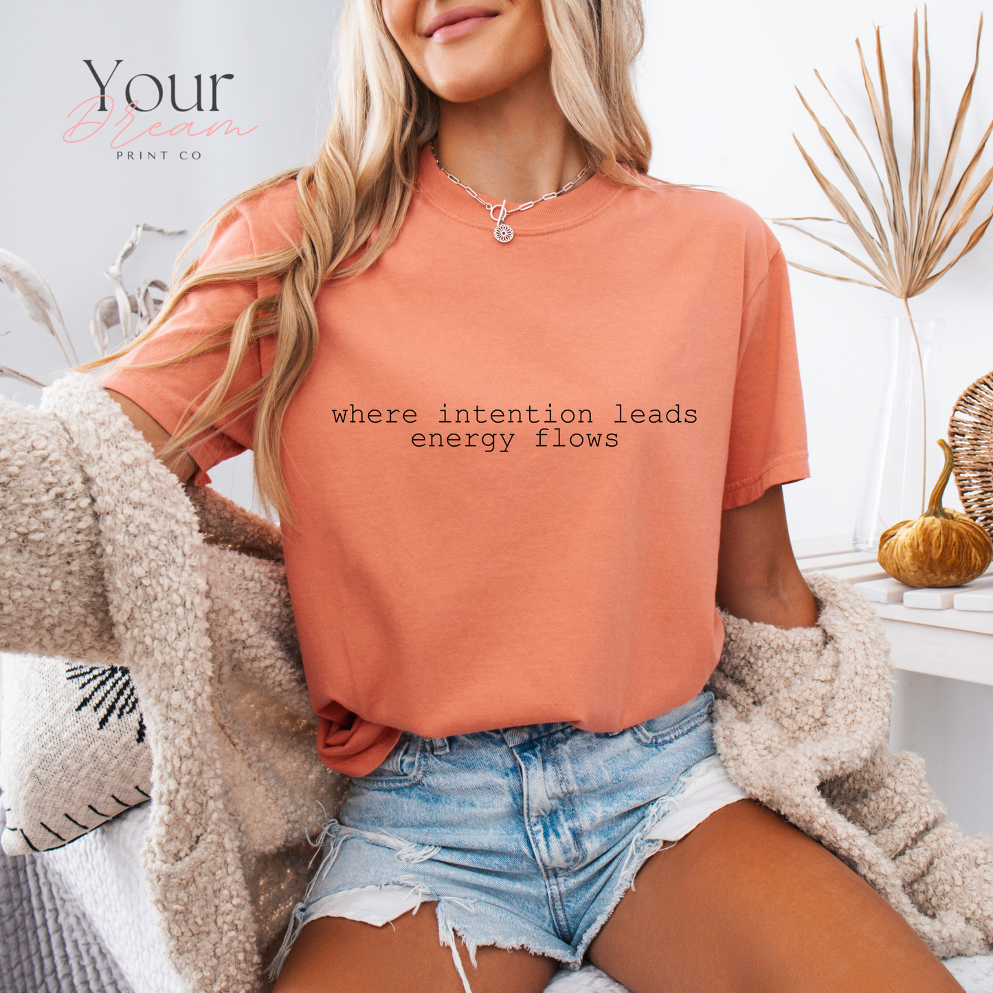 Where Intention Leads Energy Flows Shirt – Spiritual Affirmation Tee – Mindfulness Motivational T-Shirt