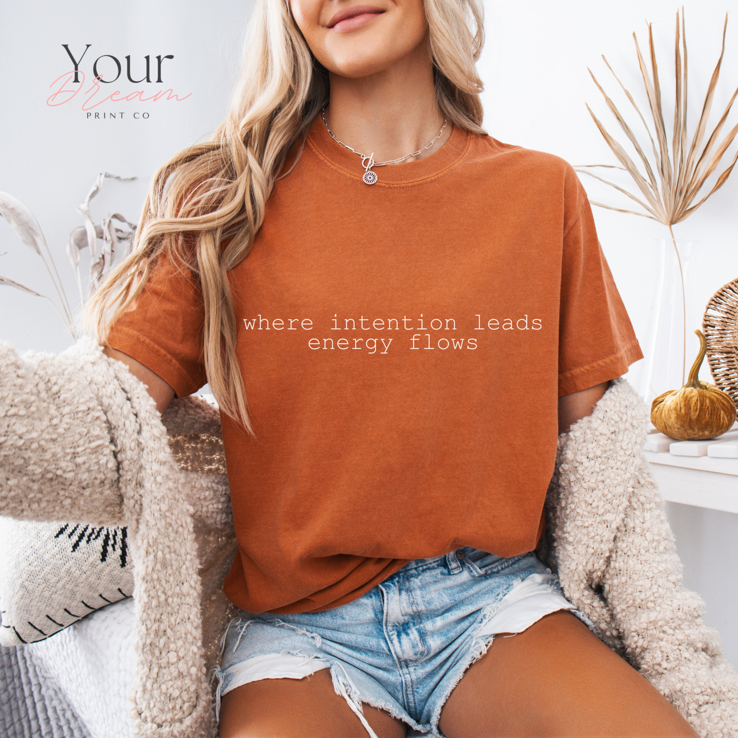 Where Intention Leads Energy Flows Shirt – Spiritual Affirmation Tee – Mindfulness Motivational T-Shirt