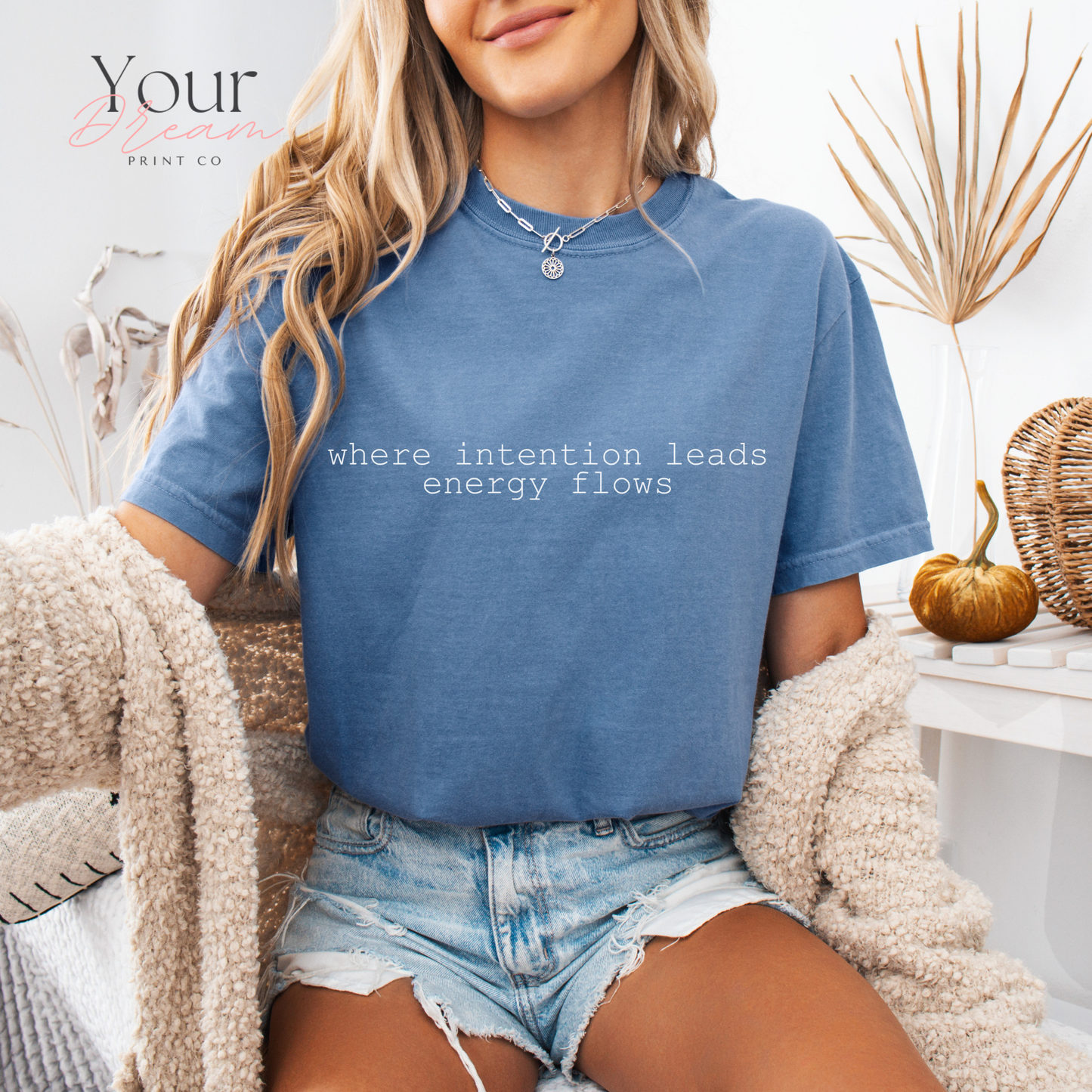Where Intention Leads Energy Flows Shirt – Spiritual Affirmation Tee – Mindfulness Motivational T-Shirt