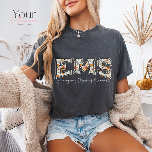 Ems Shirt, Ems Nurse Floral Shirt, Emergency Medical Services Shirt, Nurse Appreciation Gift